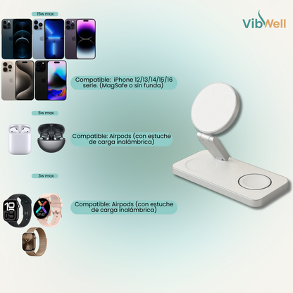 Cargador 3 en 1 Plegable - Ordena tu espacio y carga sin enredos