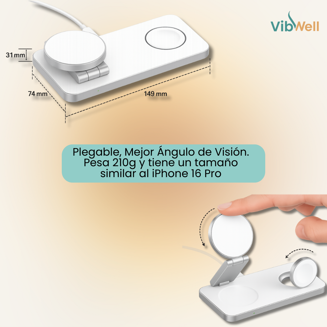 Cargador 3 en 1 Plegable - Ordena tu espacio y carga sin enredos