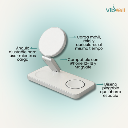 Cargador 3 en 1 Plegable - Ordena tu espacio y carga sin enredos