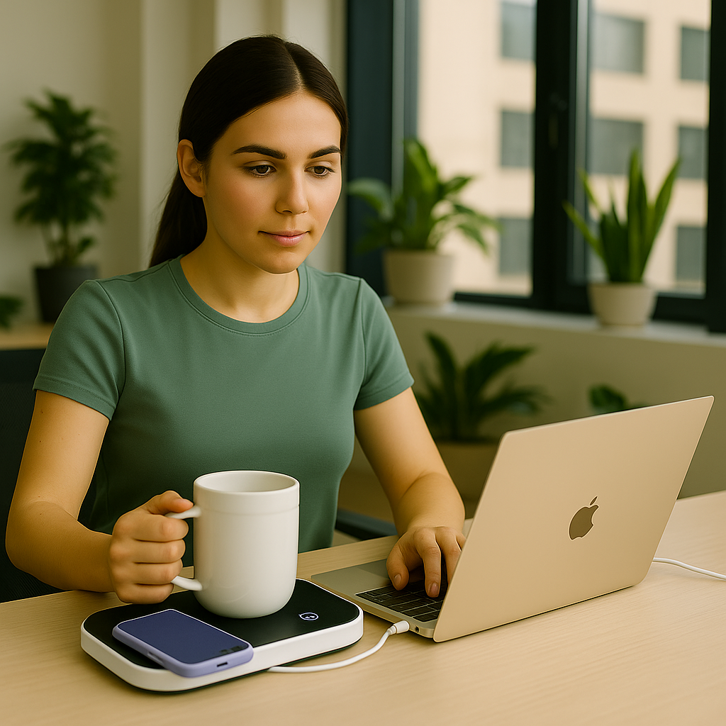 Taza Inteligente 3 en 1 - Mantén tu bebida perfecta y carga tu móvil sin estrés