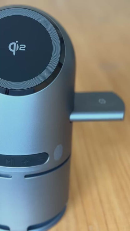 Centro de Carga 3 en 1 con Altavoz - Dile adiós al desorden y carga con estilo